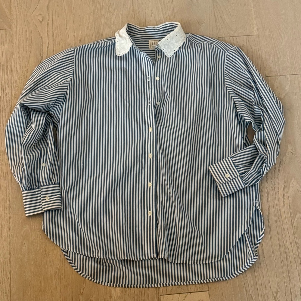 Gap x DOEN Blue and White Striped Women’s Shirt Sz Small